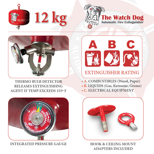 Automatic Fire Extinguisher Watchdog 12 Kg Ceiling Mounted Fire