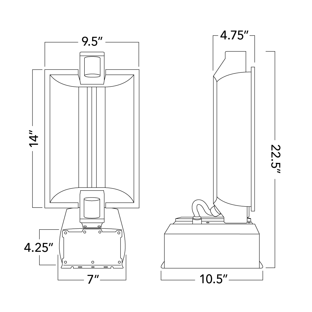 Cmh 630W Double Lamp Fixture Dg Dimensions