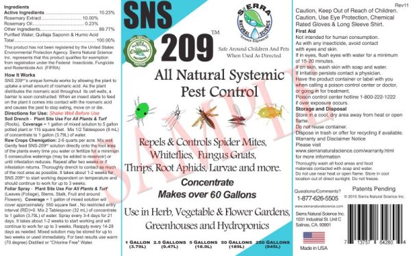 Sns 209 Systemic Pest Control 16 Ounce Label