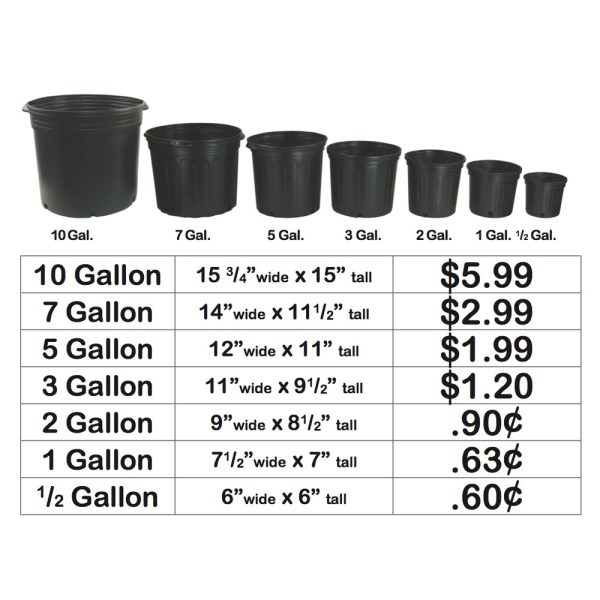 10 Gallon Plastic Nursery Pots 10 Gallon Plastic Nursery Pots
