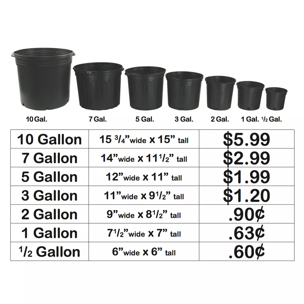 2 Gal Pots Durable, Plastic 2 Gallon Nursery Pots with