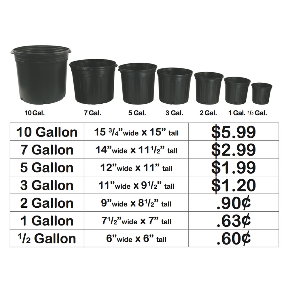 2 Gal Pots Durable Plastic 2 Gallon Nursery Pots With Round Rims 