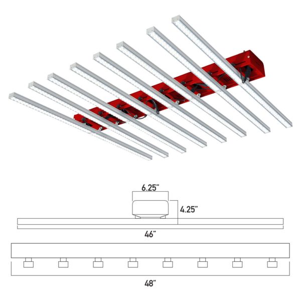 Growbright Command Series Bar 8 Led Grow Light Dimensions