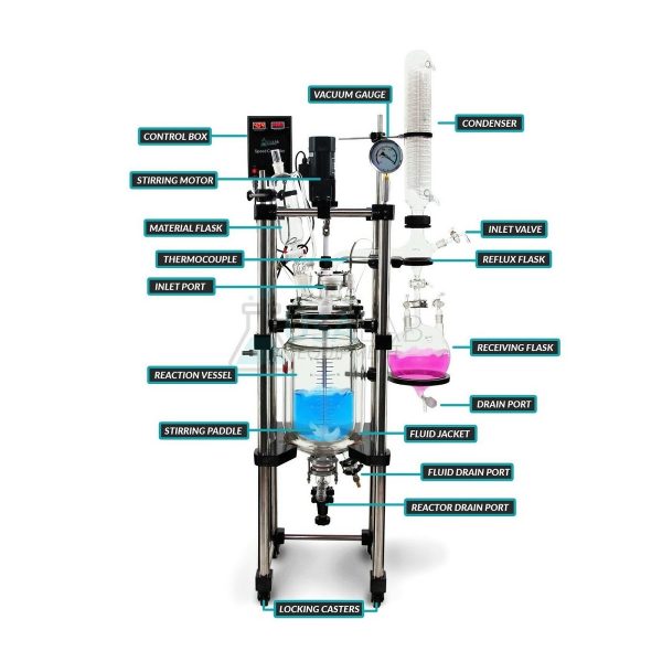 Usa Lab 10L Single Jacketed Glass Reactor Turnkey System Diagram
