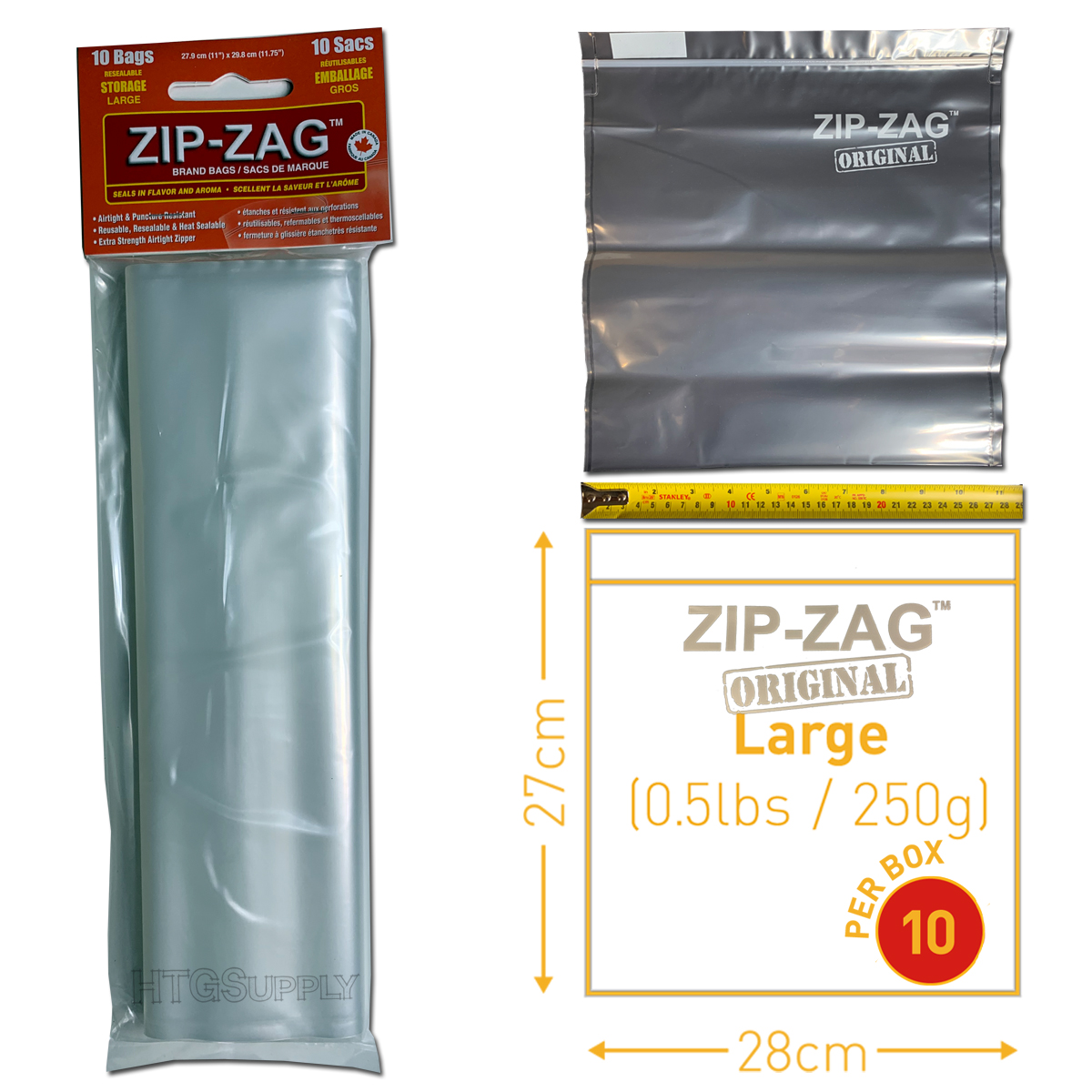 Zip Zag Bag XL Smell Proof Reusable Bag - 2 lbs (10 pack)