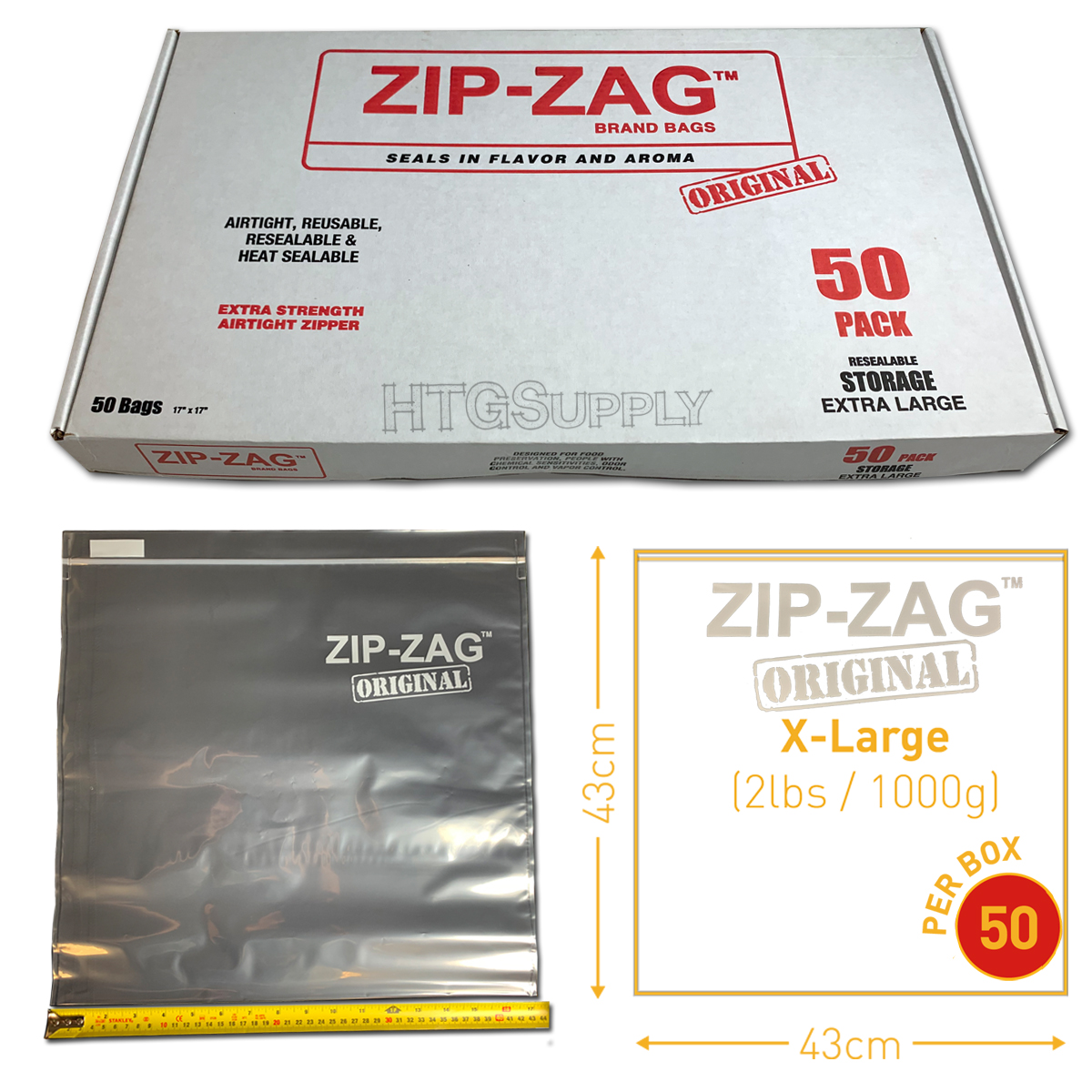 Large Zip Zag Bags - 50 Pack  HTG Supply Hydroponics & Grow Lights