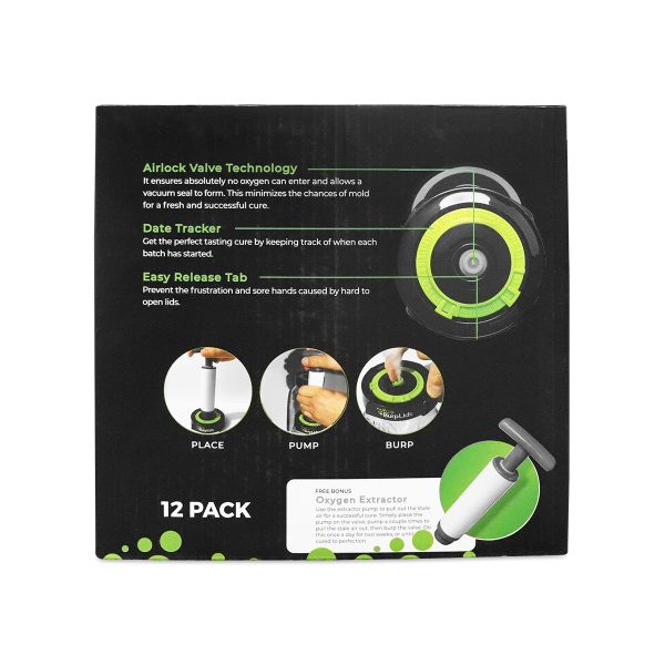 Burp Lids 12 Pack - Pump Included