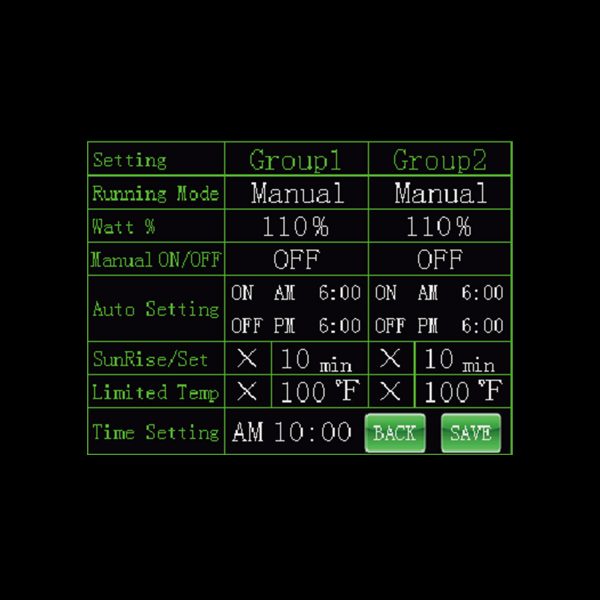 Nanolux Controller Settings