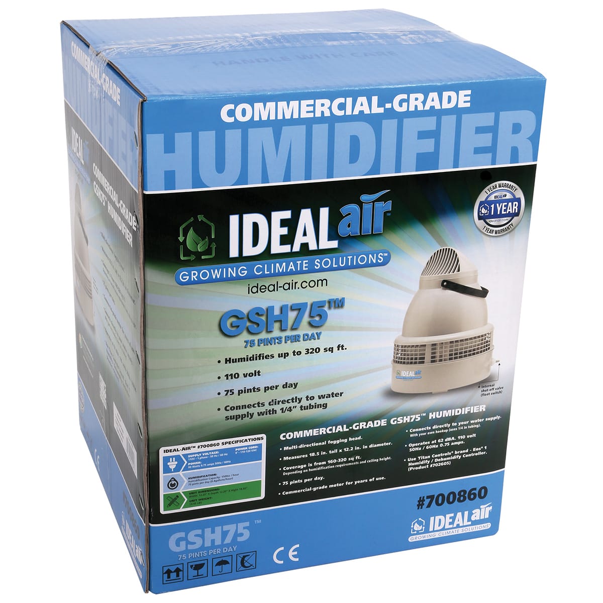 IdealAir 75 pint Humidifier Package