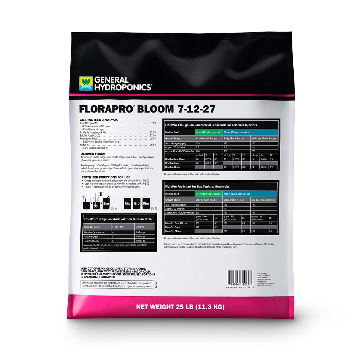 General Hydroponics FloraPro Bloom 25lb Back