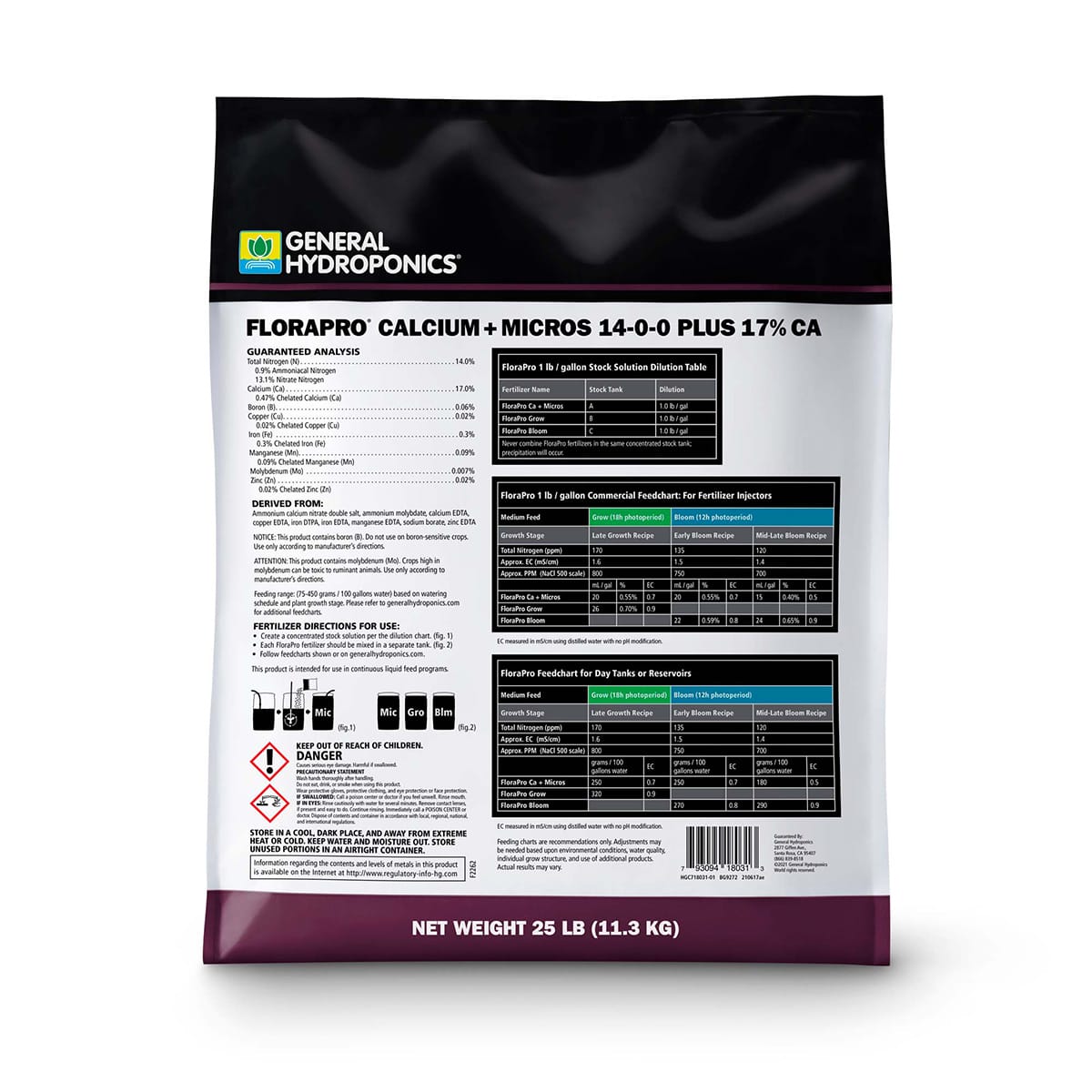 General Hydroponics FloraPro Micro 25lb Back