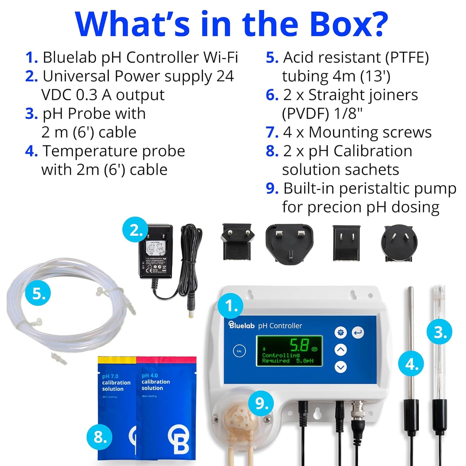 Bluelab pH Controller Wi-Fi What's Included