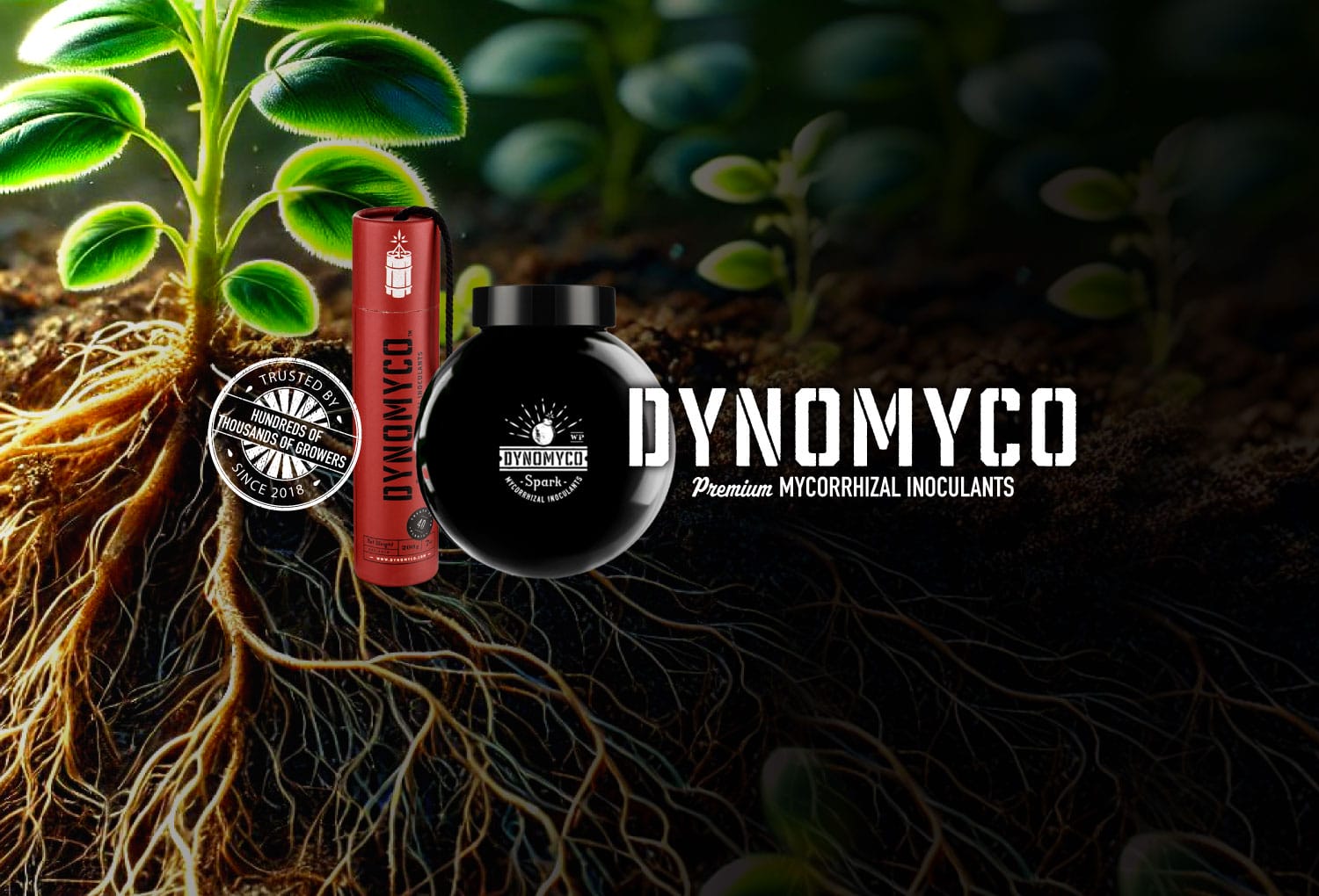Homepage Banner featuring Dynomyco Mycorrhizal Inoculants